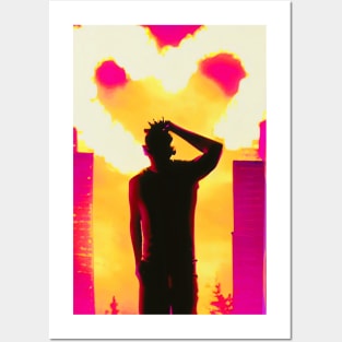 Synthwave - Street Heart Silhouette Posters and Art